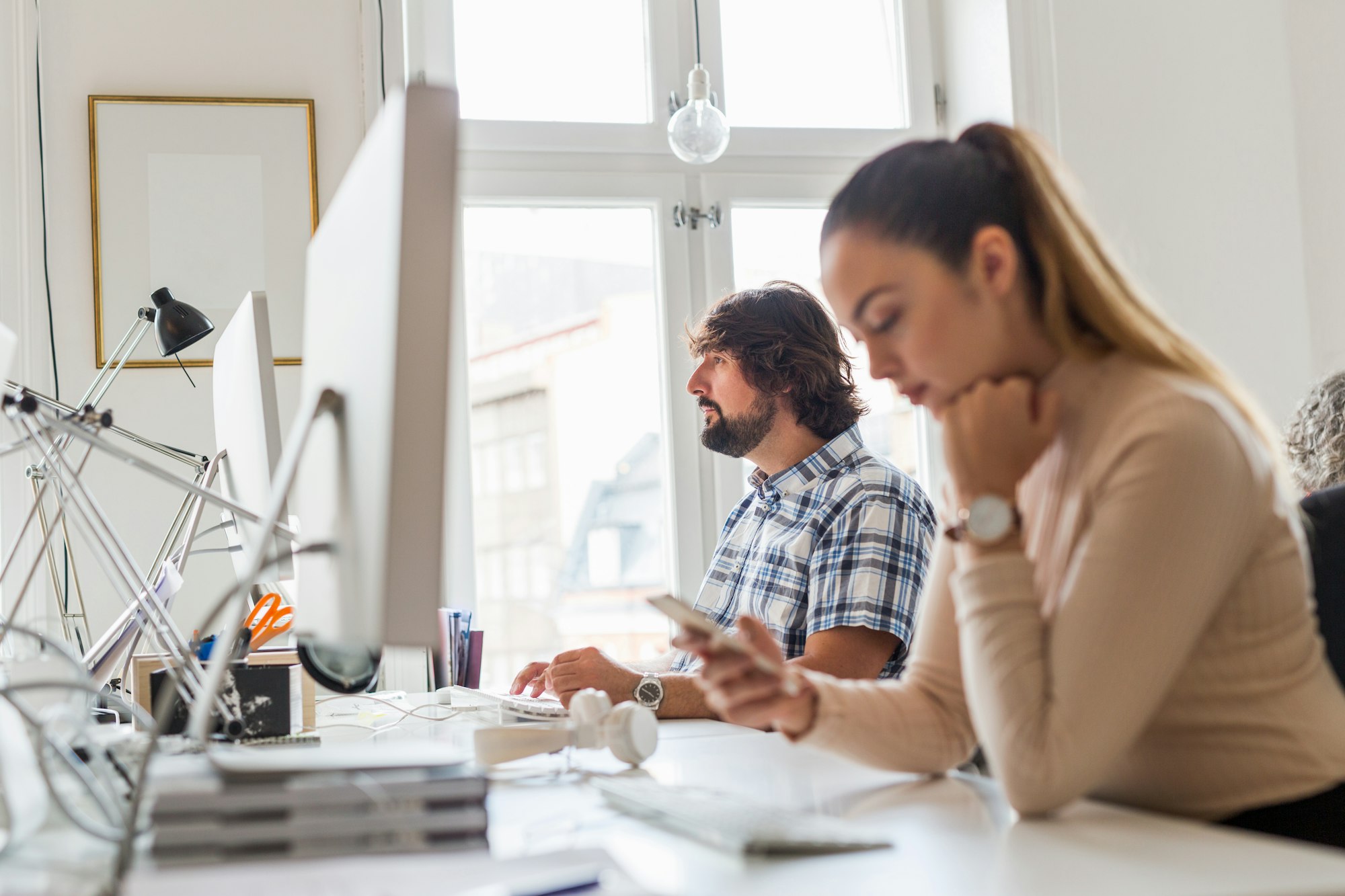 Editors working in office